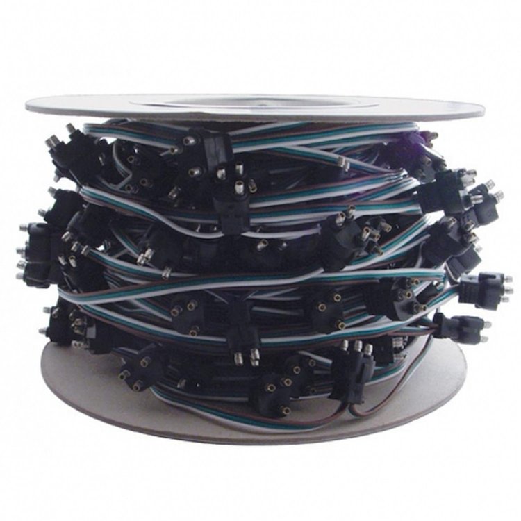 34244 100 Count 3-Prong Male Bullet Plugs Wire Harness Roll - 100' W/12 in. Lead Between Plugs