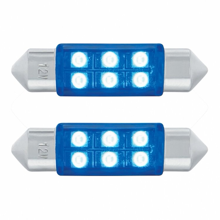36592 6 SMD High Power Micro SMD LED 6418/6461-36mm Light Bulb - Blue (2-Pack)