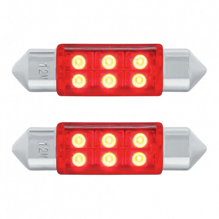 36593 6 SMD High Power Micro SMD LED 6418/6461-36mm Light Bulb - Red (2-Pack)