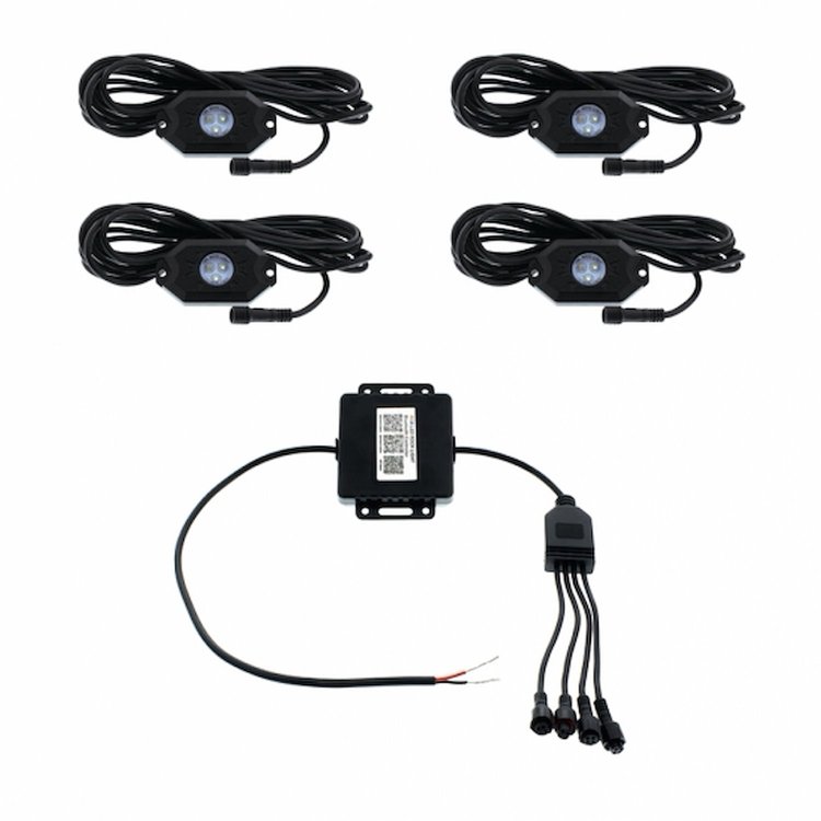 36604 Bluetooth RGB Multi-Color 500 Lumen LED Rock Light 4-Piece Kit