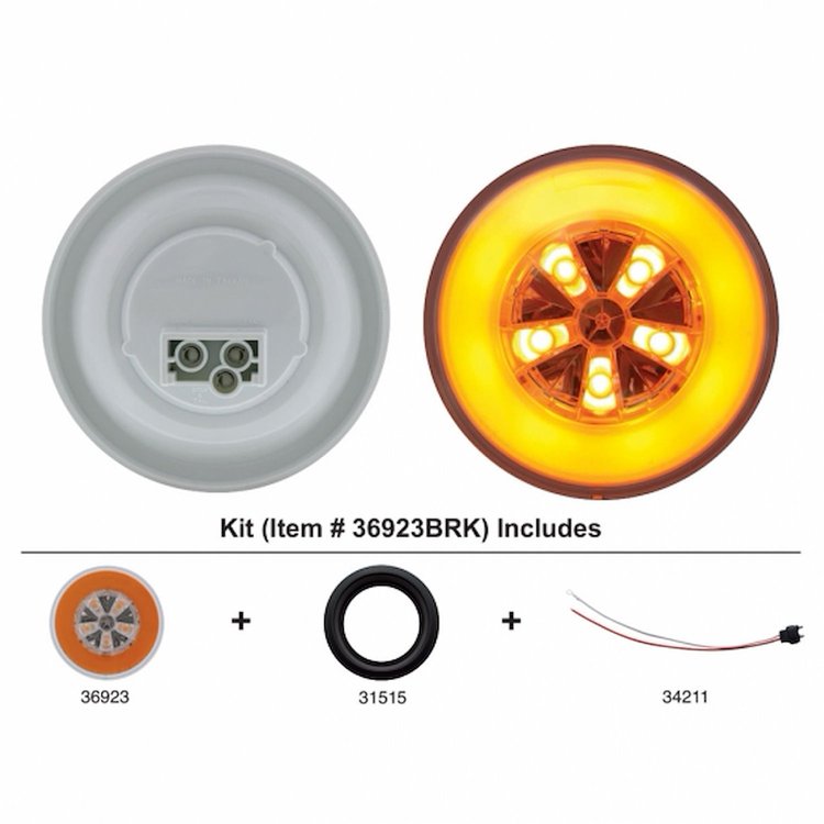 36923BAK 18 LED 4 in. Round GloLight Kit (Turn Signal) - Amber LED/Amber Lens (Each)