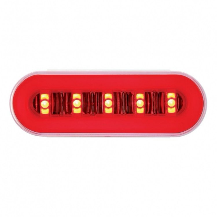 36924B 22 LED 6 in. Oval GloLight With Divider Bar Inner Design (Stop, Turn & Tail) - Red LED/Red Insert