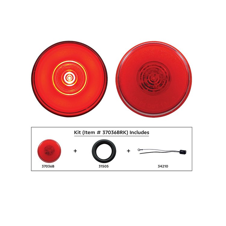 37036BRK 2 in. Round GloLight Kit [Red LED/Red Lens]
