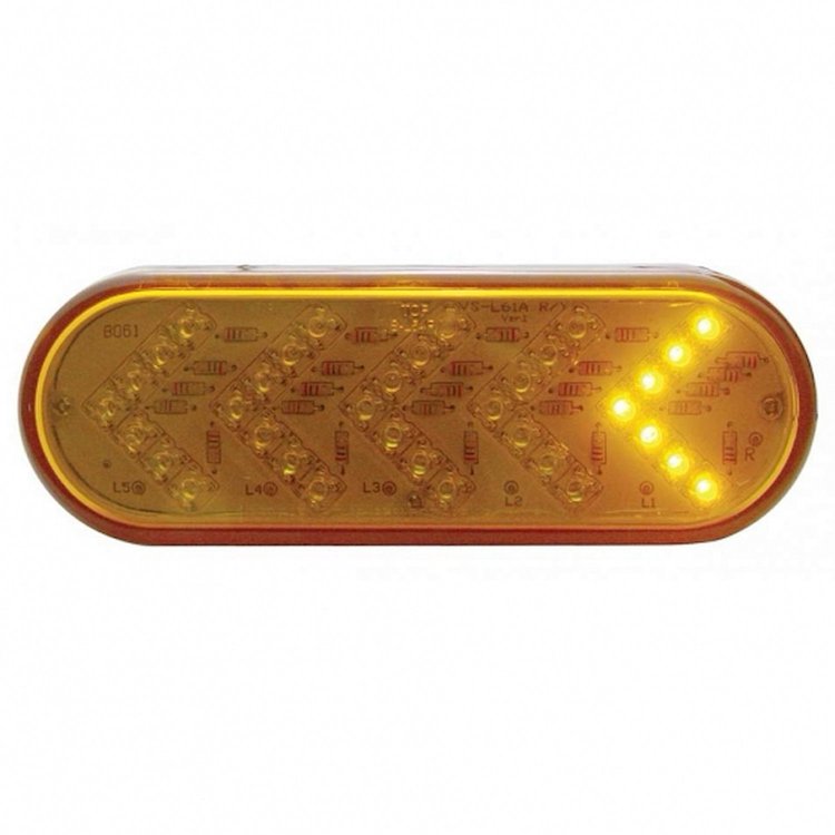 38143B 35 LED 6 in. Oval Sequential Turn Signal Light - Amber LED/Amber Lens (Bulk)