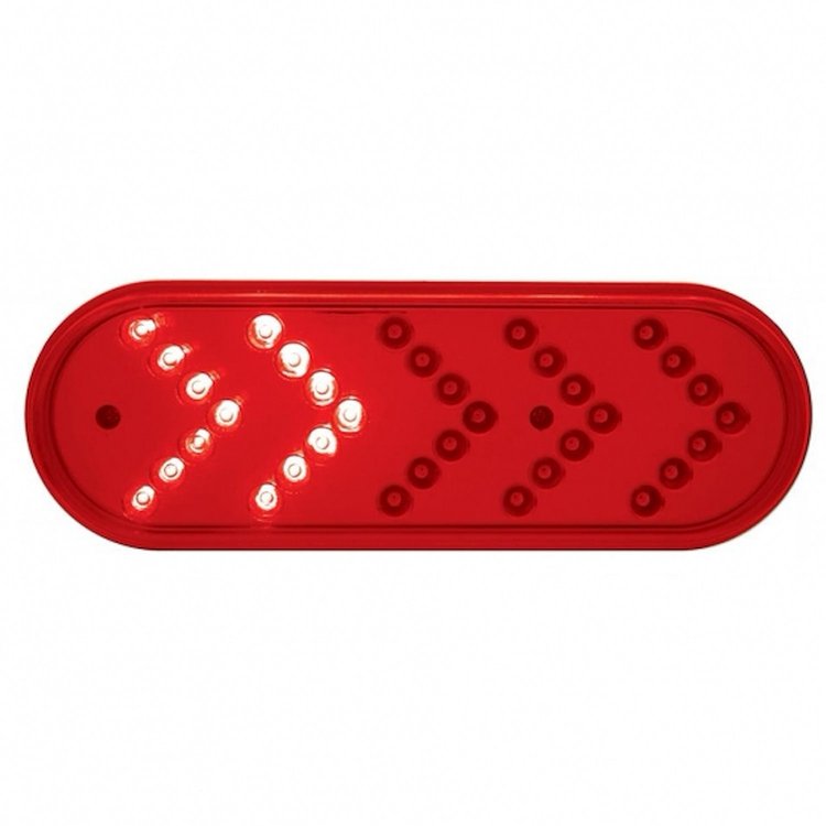 38145 35 LED 6 in. Oval Sequential Turn Signal Light - Red LED/Red Lens