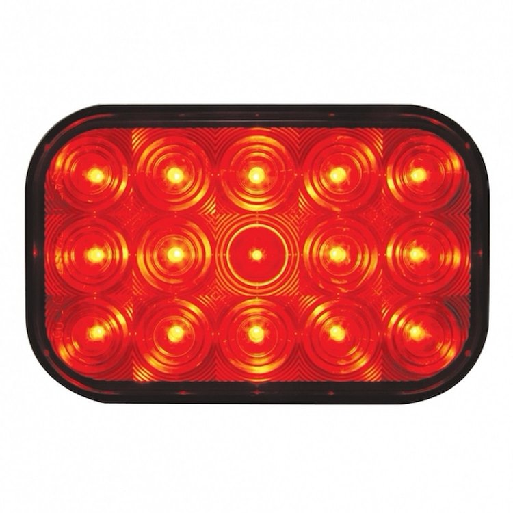 38747 15 LED Rectangular Light (Stop, Turn & Tail) - Red LED/Red Lens