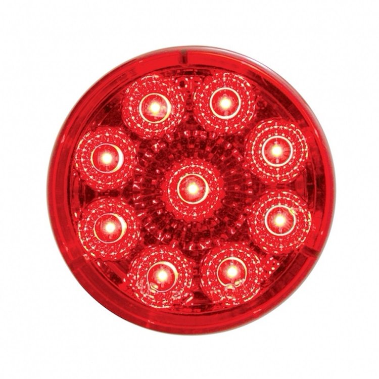 38850 9 LED 2 in. Round Reflector Light (Clearance/Marker) - Red LED/Red Lens