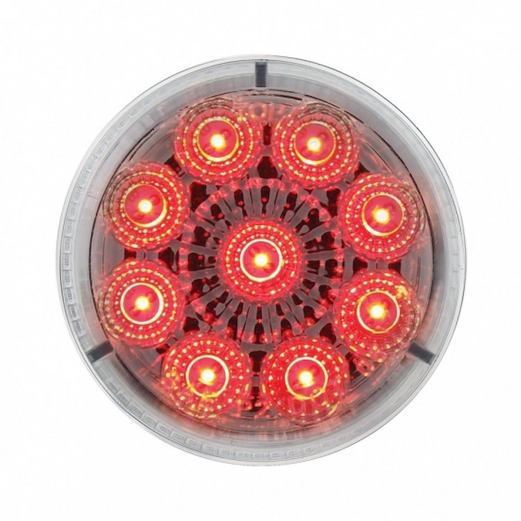 38852 9 LED 2 in. Round Reflector Light (Clearance/Marker) - Red LED/Clear Lens
