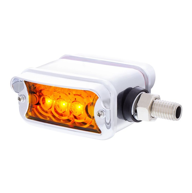 39365 3 LED Single Function Double Face Light W/Visor - Horizontal Mount - Amber & Red LED/Amber & Red Lens