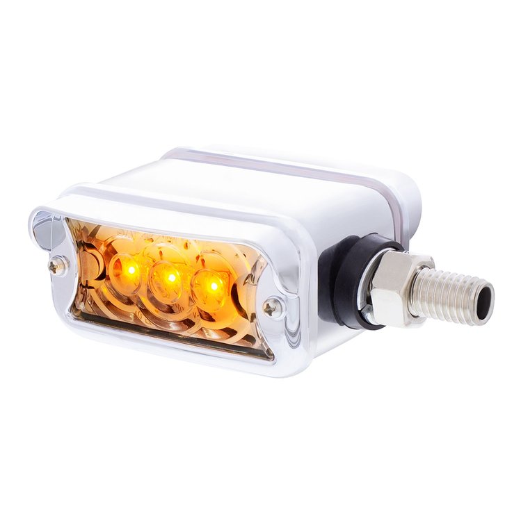 39368 3 LED Single Function Double Face Light W/Visor - Horizontal Mount - Amber & Red LED/Clear Lens