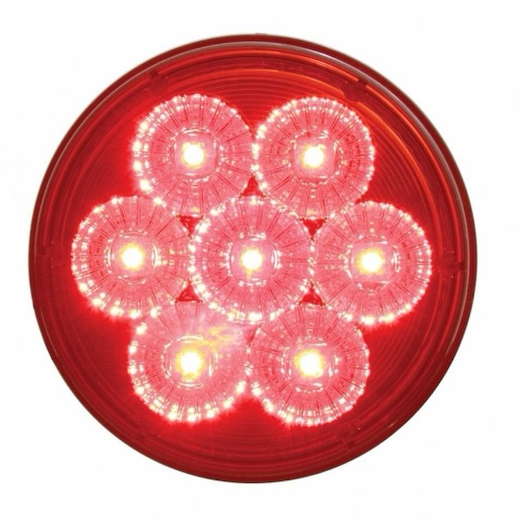39924B 7 LED 4 in. Round Reflector Light (Stop, Turn & Tail) - Red LED/Red Lens