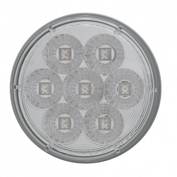39925 7 LED 4 in. Round Reflector Light (Stop, Turn & Tail) - Red LED/Clear Lens