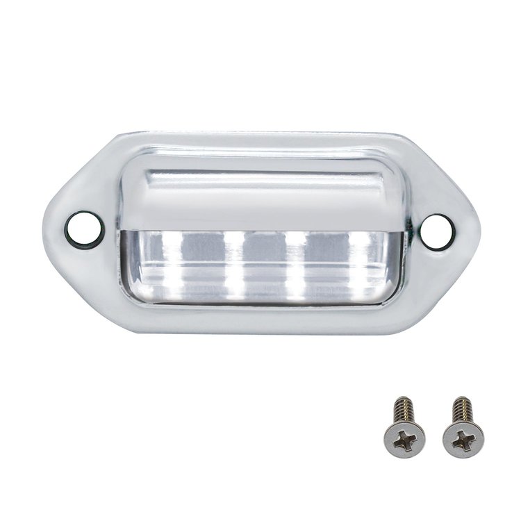 39930B 4 White LED Chrome License Plate Light/Utility Light