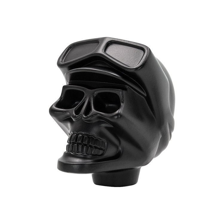 70806B Aluminum Skull Biker 1/2 in.-13 Thread-On Gearshift Knob, Black, Bulk