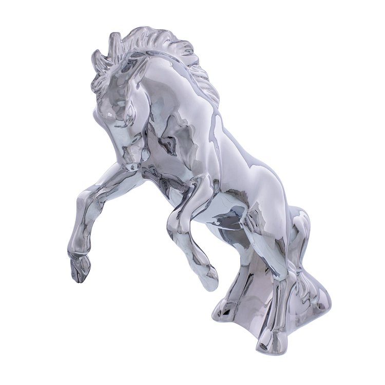 72018 Die-Cast Fighting Stallion Hood Ornament - Chrome