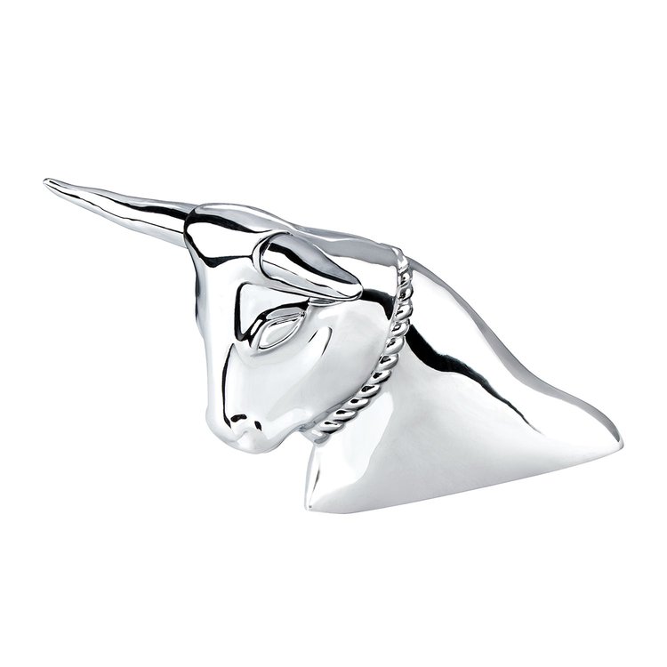 72034 Die-Cast Long Horn Bull Hood Ornament - Chrome