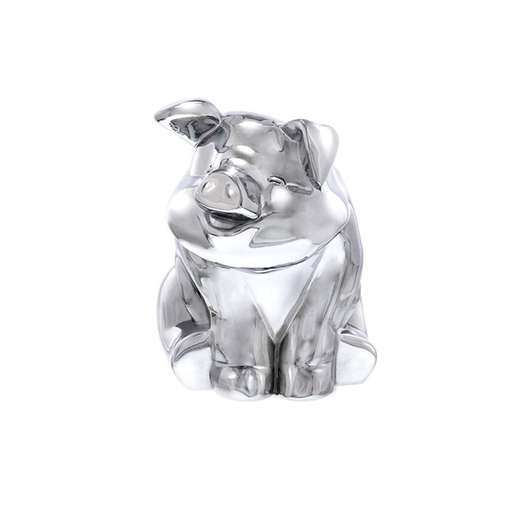 72046 Die-Cast Sitting Pig Hood Ornament - Chrome