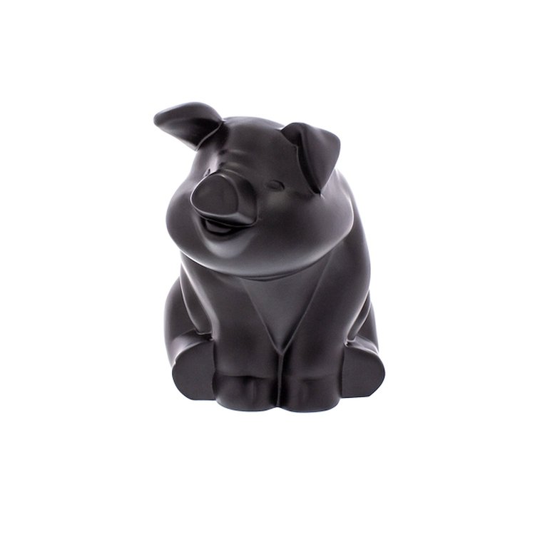 72047 Die-Cast Sitting Pig Hood Ornament - Matte Black