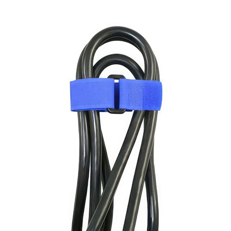98024 8 in. x 3/4 in. Blue Hook & Loop Velcro Strip-Tie Fasteners with Buckle, 8-Pack