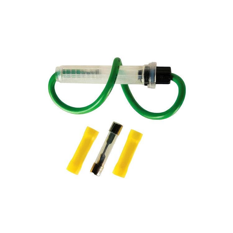 98123 In-Line Glass Fuseholder 12 AWG 6.5 in. Wire w /, 120 Amp AGC Fuse &, 2Vinyl Terminals, 1 Set.