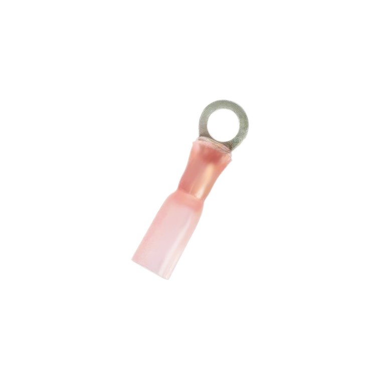 98152 22-18 AWG #10 Stud CS Heat Shrink Ring Terminal, Red, 5-Pack