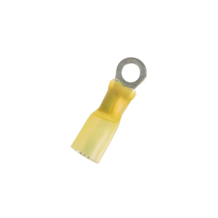 98187 12-10 AWG #8 Stud CS Heat Shrink Ring Terminal, Yellow, 4-Pack