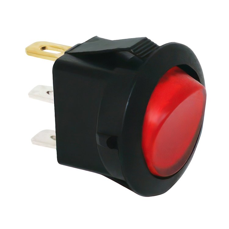 98299 Red Illum Round Rocker 10 Amp 12V On/Off 1/2 in. Dia. 1 Pc.
