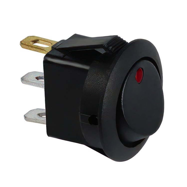 98305 Amber LED Round Rocker 10 Amp 12V On/Off 1/2 in. Dia. 1 Pc.