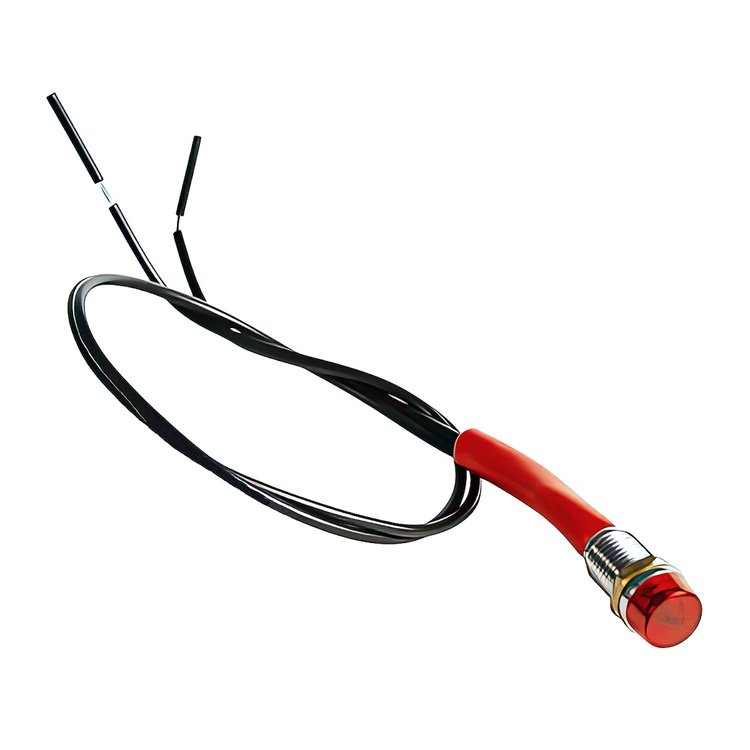 98307 Red Mini Warning Light 16 Amp 12V 1/4 in. Panel Mount w/Leads 1 Pc.