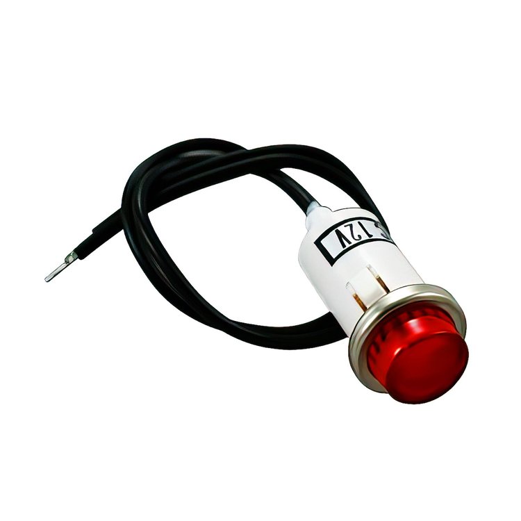 98308 16 Amp 12V Red Warning Light w/ 1/2 in. Panel Mount and Leads 1 Pc.
