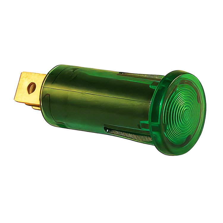 98374 Green Warning Light 16 Amp 12V w/2 Lucar Terminals, 1 Pc.