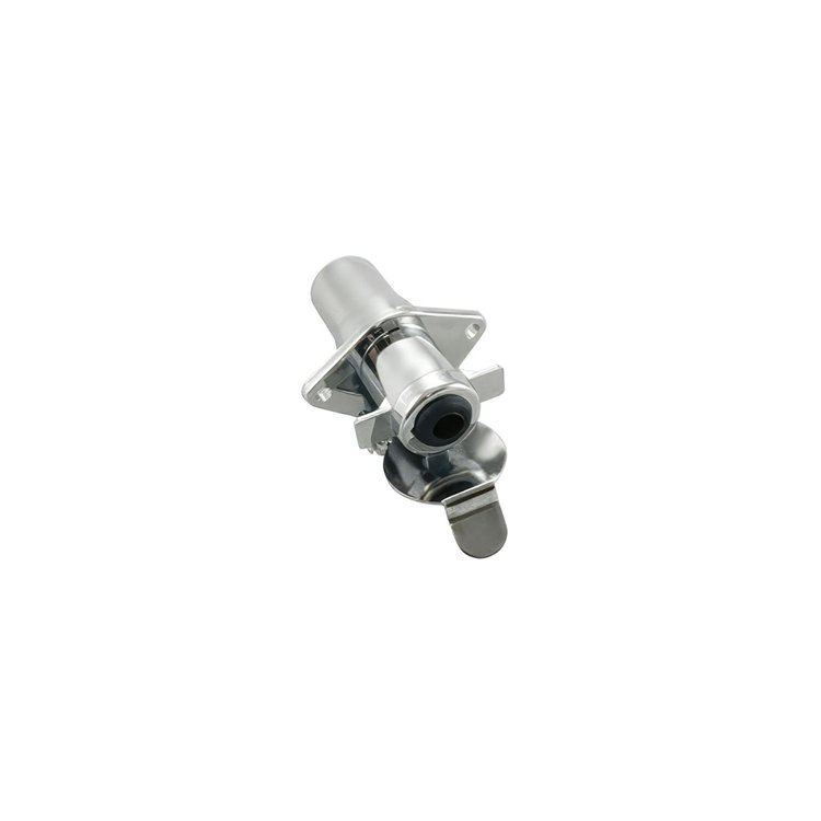98405 4-Pole Round M/FM Chrome Metal Trailer Plug Connector, 1 Set.