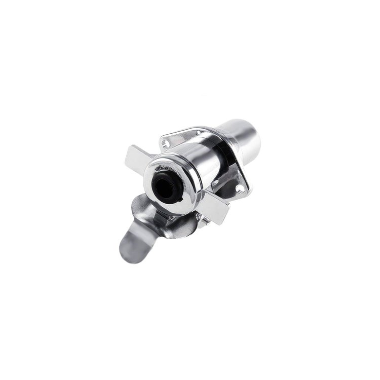 98406 6-Pole Round M/FM Chrome Metal Trailer Plug Connector, 1 Set.