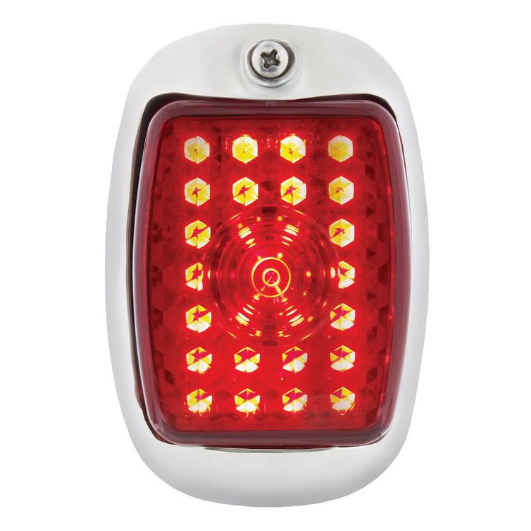 27 LED Tail Light Assembly for 1940-1953 GM Truck [Left/Driver Side] Stainless Steel Bezel, Black Housing