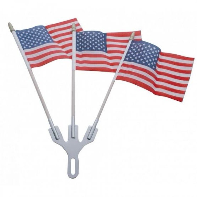 CHROME FLAG HOLDER W/ 3 U