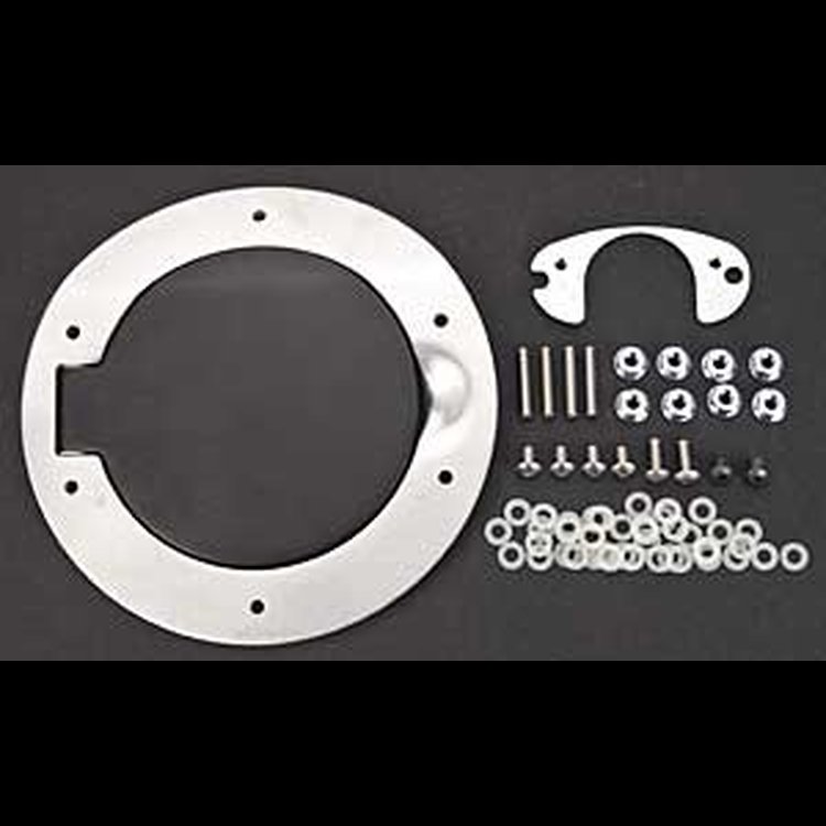 Black with Silver Lip Billet Fuel Door 2005-Up Mustang