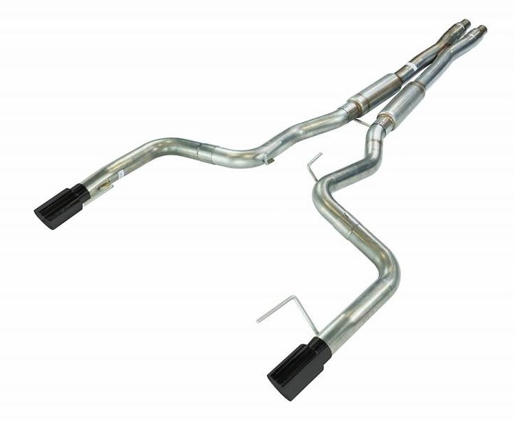 SFM96MXB X-Bomb Cat-Back Exhaust Kit 3 in. Fits Select Ford Mustang GT S650 [Black 4 in. Tips]