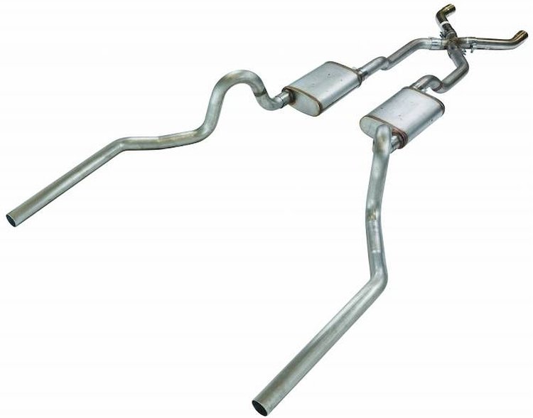 Race-Pro Crossmember-Back Hi-Tuck Exhaust System 1964-1972 GM A-Body - 18 in. Mufflers
