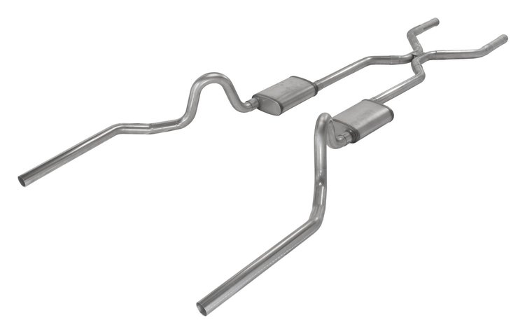 Crossmember Back H-Pipe Exhaust System with Turbo Pro Mufflers for 1964-1972 GM A-Body [3 in.]