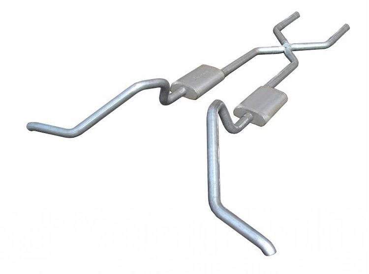 Crossmember Back X-Pipe Exhaust System with Turbo Pro Mufflers for Select 1965-1970 GM B-Body [2.500 in.]