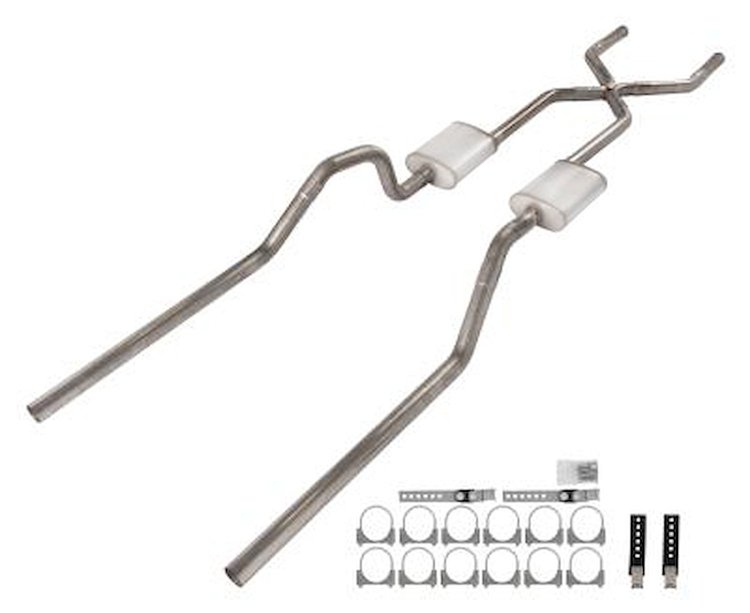 SGB15 No-Muffler Crossmember-Back Exhaust System 1965-1970 GM B-Body [409 Stainless Steel]
