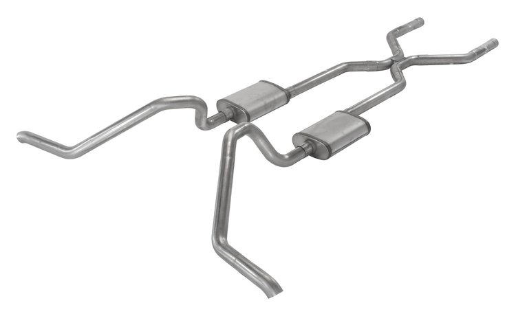 Crossmember Back H-Pipe Exhaust System with Turbo Pro Mufflers for Select 1965-1970 GM B-Body [2.500 in.]