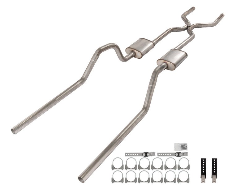 SGB45V H-Pipe Crossmember-Back Exhaust Kit 2.5 in. for 1965-1970 Chevrolet Impala [Violator Mufflers]