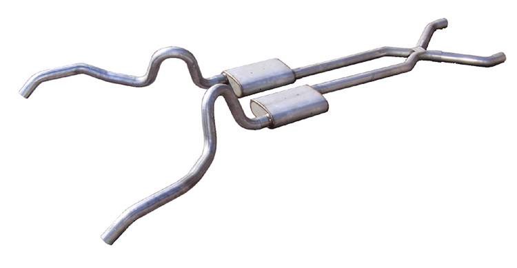 Crossmember Back X-Pipe Exhaust System with Turbo Pro Mufflers for 1962-1967 Chevrolet Chevy II/Nova [2.500 in.]