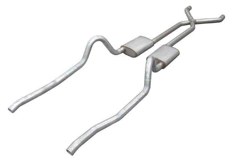 Crossmember Back X-Pipe Exhaust System with Turbo Pro Mufflers Fits Select 1960-1974 Mopar A-Body [2.500 in.]