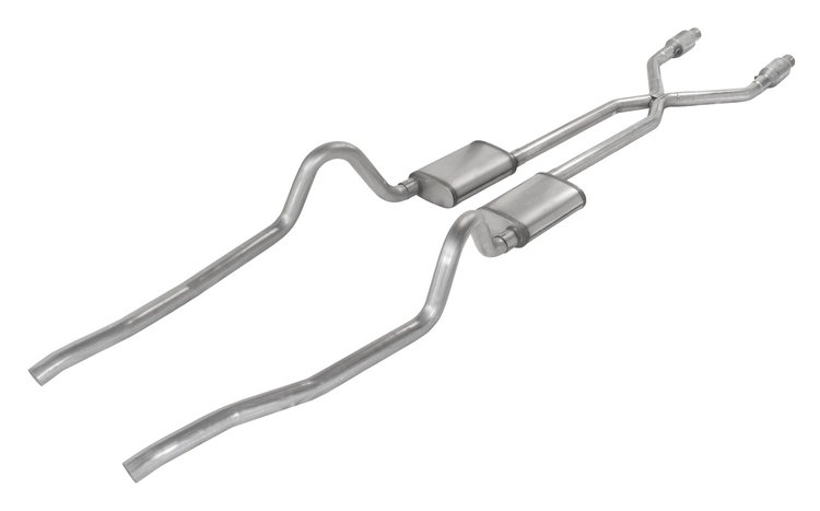 Crossmember Back X-Pipe Exhaust System with Turbo Pro Mufflers for 1975-1976 Mopar A-Body [2.500 in.]