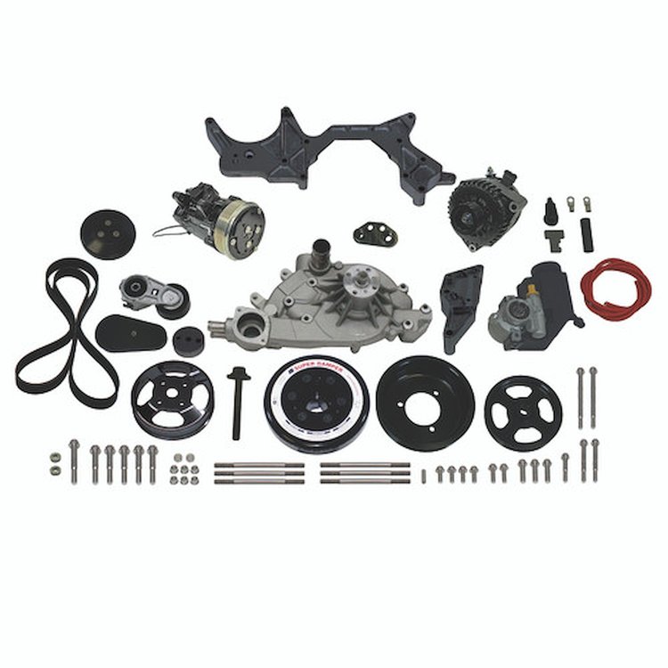 174034 Front Runner Engine Accessory Drive System, GM LS7, with Power Steering, w/Black Compressor & Alternator