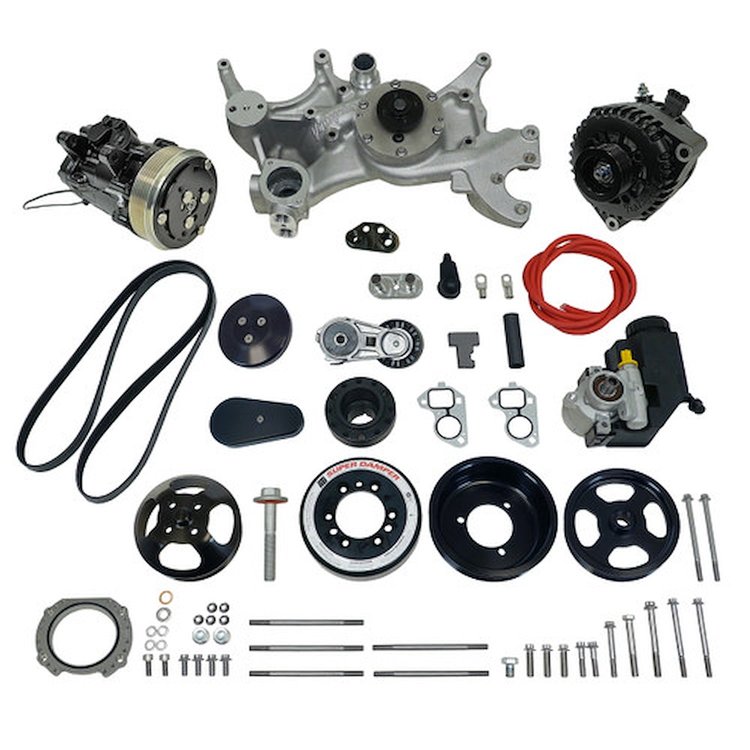 174036 Front Runner Engine Accessory Drive System, GM LS, Wet-Sump, Black, with Power Steering