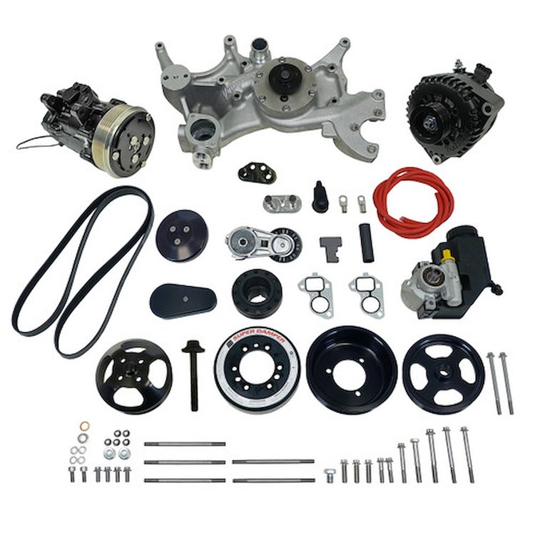174037 Front Runner Engine Accessory Drive System, GM LS7, Dry-Sump, Black, with Power Steering
