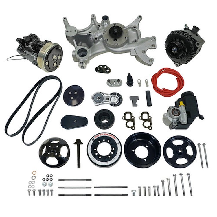 174039 Front Runner Engine Accessory Drive System, GM LT1, Dry-Sump, Black, with Power Steering